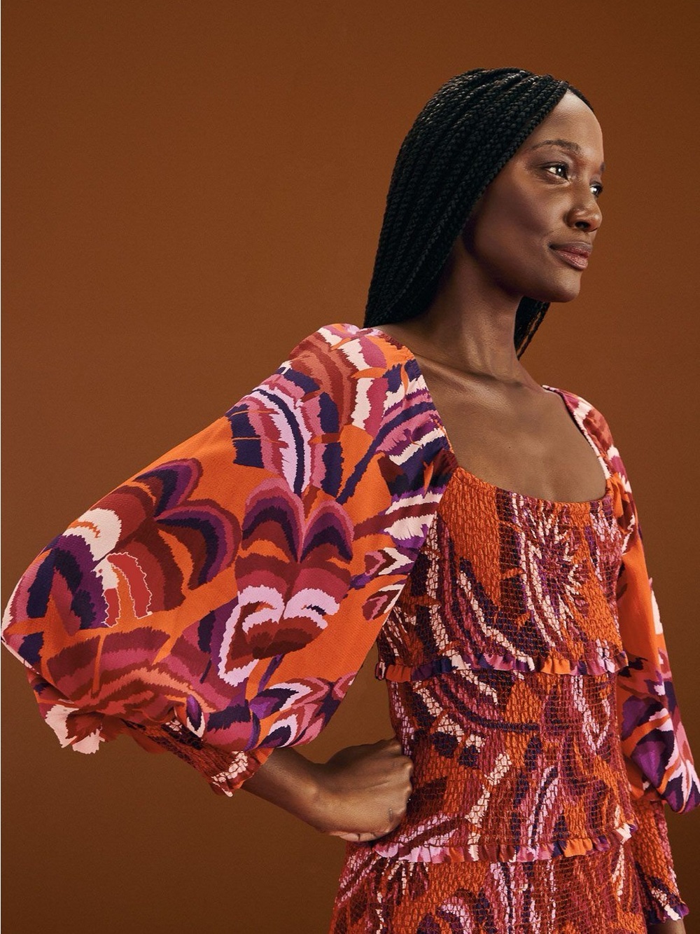 FARM RIO Orange Chevron Forest Maxi